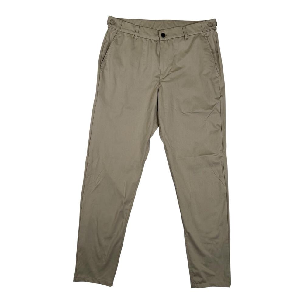 YoungLA Chino Pants Mens Size 34 Beige Slim Tapered Casual Microfiber Stretch